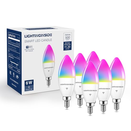Smart E12 LED Bulbs 60W Compatible with Alexa (6 Count)