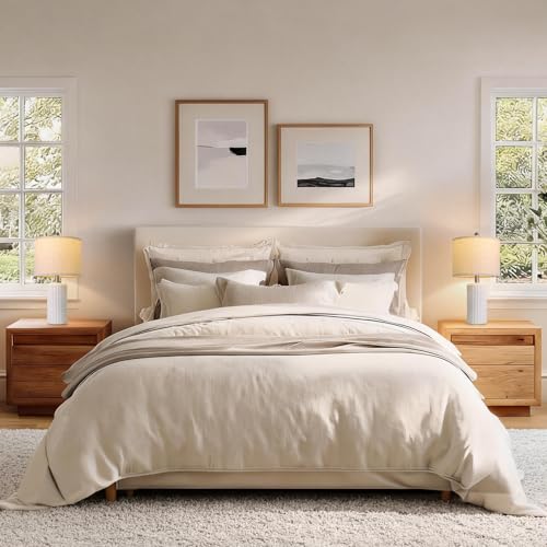 20.75" Stone Like Farmhouse Ceramic Table Lamps Set of 2 for Bedroom (2 Count)