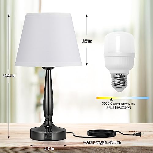 Touch Bedside Lamp for Bedroom with USB C Port