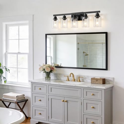 5 Light Black Bathroom Vanity Light