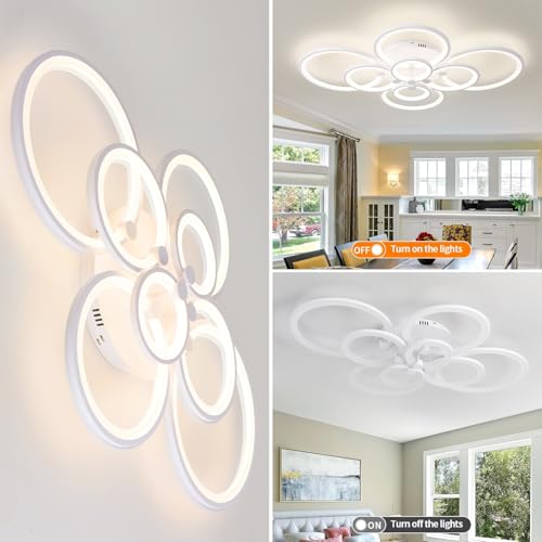 Modern LED Ceiling Lights Fixture Dimmable Flush Mount White Acrylic 8