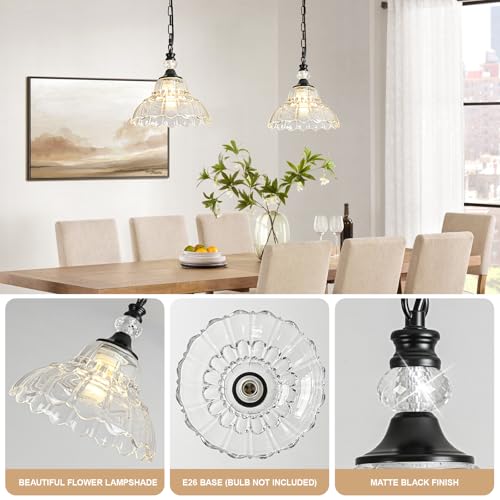 1 Piece Chandelier in Matte Black Finish with Flower (1-Light / Black and Chain Style)