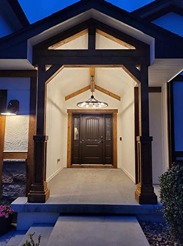 38.2'' Large Farmhouse Wagon Wheel Chandelier for Living Room