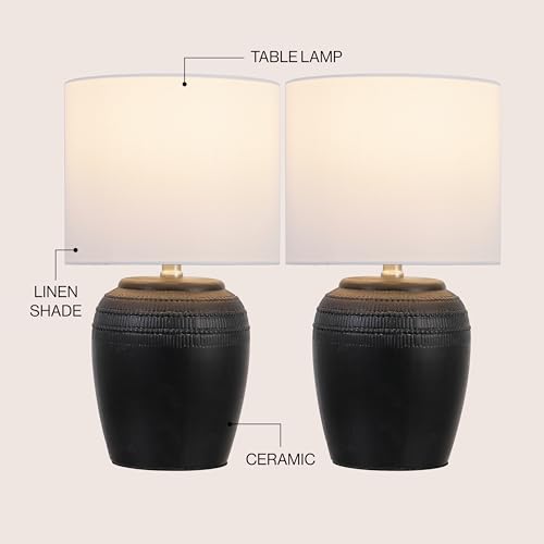 Hugo 16.75" Reeded Ceramic Table Lamp (2 Count)