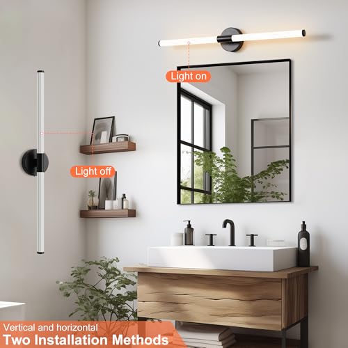 Wall Sconces Set of 2 Hardwired LED Vanity Light Black 31" (2 Count)