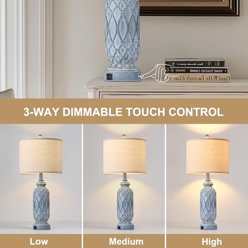 Farmhouse Lamps for Bedroom Set of 2 (2 Count)