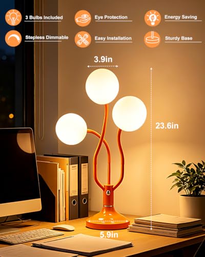 Globe Modern Table Lamp for Bedroom Dimmable Round Ball Lamp