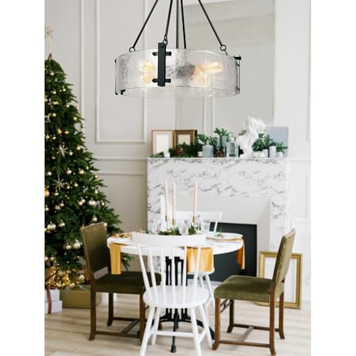 Black Modern Textured Glass Chandelier for Dining Room