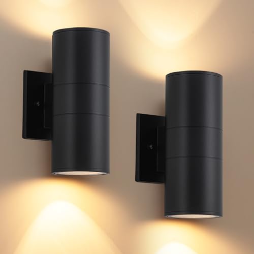 2 Pack Modern Black Outdoor Wall Light (2 Count)