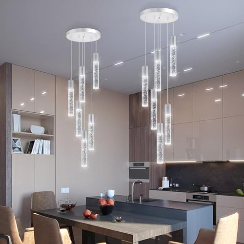 Mini Chandeliers for Kitchen Island Modern Crystal Pendants Light Dining Room Pendant Lighting Fixture High Ceiling Hanging Lights Bedroom Island Kitchen Foyer 6000K White Light Fixtures Chrome