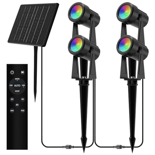 Solar Color Changing RGBW Landscape Spotlights (4 Count)