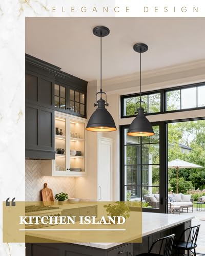 2 Pack Black Pendant Lights Kitchen Island