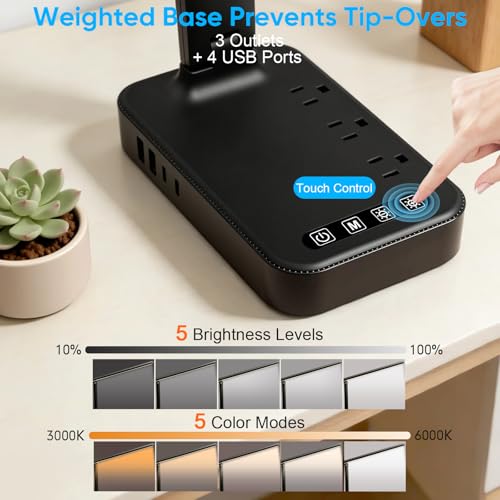 LED Desk Lamp with Power Strip