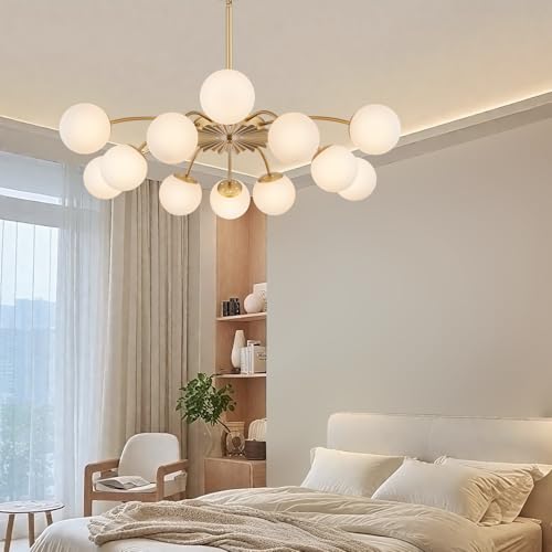 12 Light Milk Glass Pendant Light