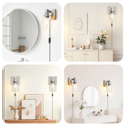 Plug in Wall Sconces Set of 2