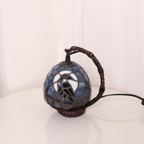 L12011 Raven Tiffany Style Stained Glass Mini Table Lamp