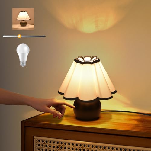 Matte Black Small Touch Control Table Lamp for Bedroom