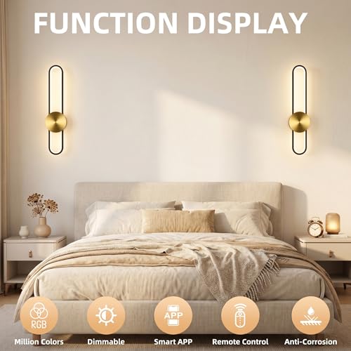 RGB Modern Wall Sconce Dimmable LED Wall Light Fixture with Remote & APP
