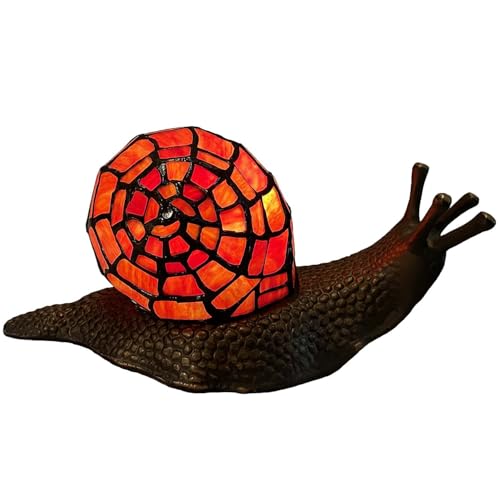 L10989 Red Land Snail Tiffany Style Stained Glass Accent Table Lamp