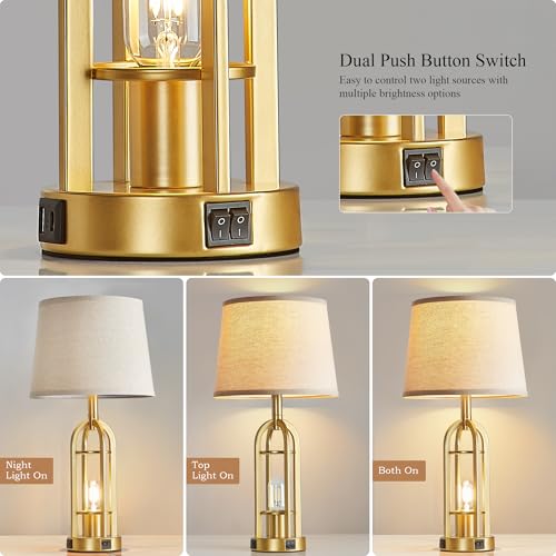 Gold Table Lamps for Living Room Set of 2 (2 Count)