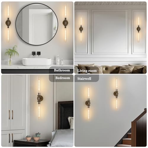 Knurled Brass Bathroom Wall Sconce