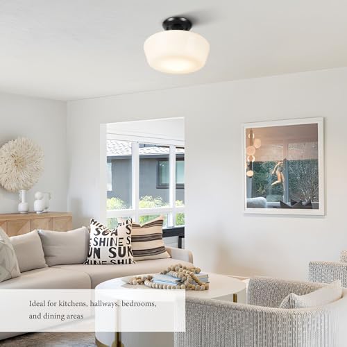 Schoolhouse Style Semi Flush Mount Ceiling Light with Dimmable Bulb Remote Control