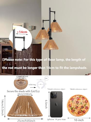 3x Boho Rattan Pendant Lamp Replacement Shade (3 Count)