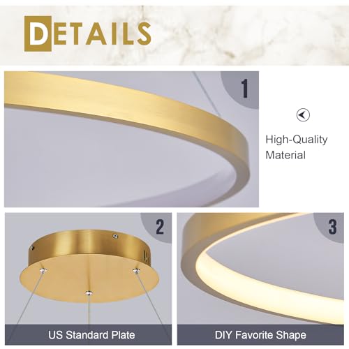 Brushed Gold LED Ring Chandelier 1