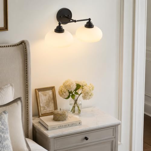 Vintage Milk Glass Wall Sconce (Black)