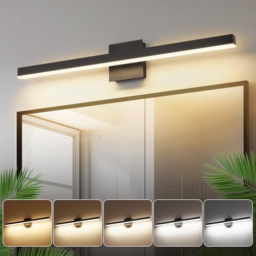 Black Bathroom Vanity Light Fixture Over Mirror 31.5 Inch