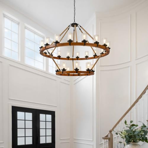 60" 2 Tier Wagon Wheel Chandelier 27