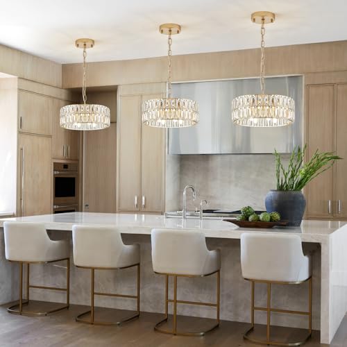 Gold Crystal Chandelier 12" Modern Ceiling Pendant Light 3