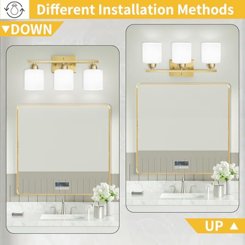 3 Light Gold Bathroom Light Fixtures
