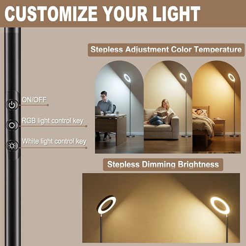 36W 3500LM Super Bright Floor Lamps for Living Room (Black-Single Sided)