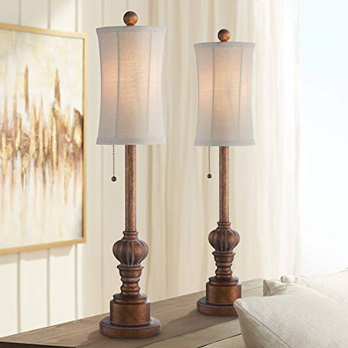 Bertie 28" Tall Buffet Table Lamps Set of 2 Bronze Warm Brown Finish (2 Count)