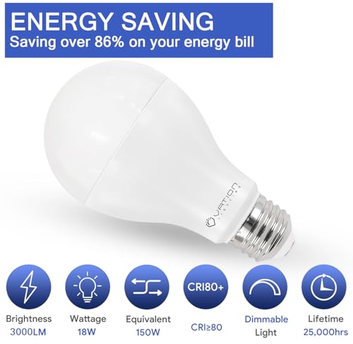 A21 18W Dimmable LED Light Bulb (4 Count)