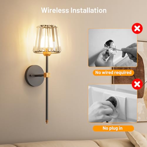 Crystal Battery Operated Wall Sconces Set of 2 (2 Count)