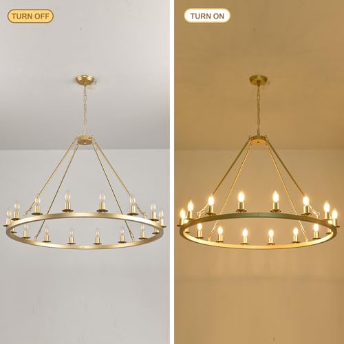 Large Gold Wagon Wheel Chandelier 40