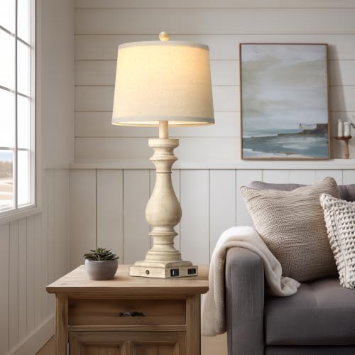 29" Tall Farmhouse Table Lamps for Living Room (Beige-1PK)