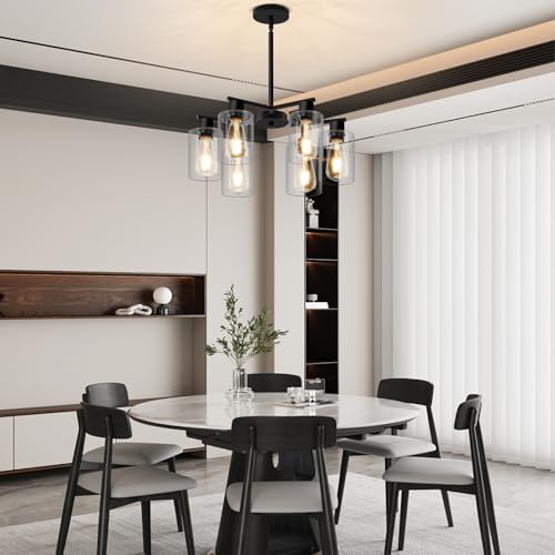6 Light Black Modern Farmhouse Chandelier Light