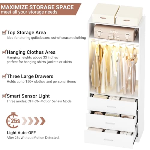 Freestanding Closet Systems with 2 Motion Sensor LED Lights