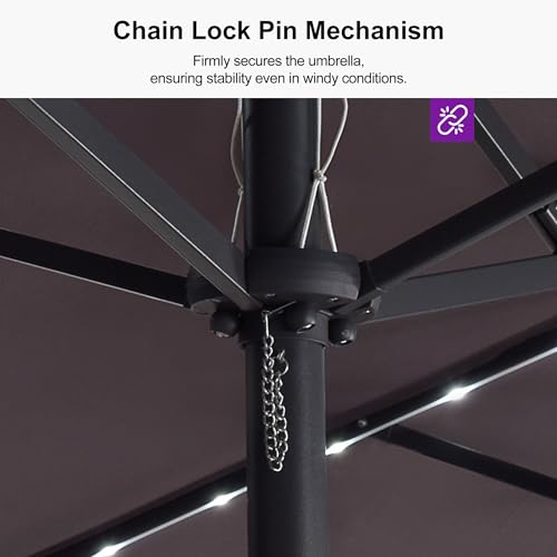 Outdoor Umbrella 14ft with Base and Solar Lights
