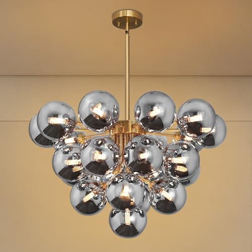 Sputnik Chandelier 23 Lights Mid Century Modern Chandelier Black and Gold
