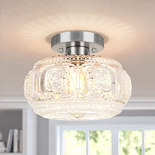 Globe Glass Semi Flush Mount Ceiling Light Fixture