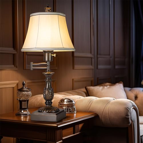 350° Swing Arm Table Lamp Set of 2 with USB Ports for Bedroom