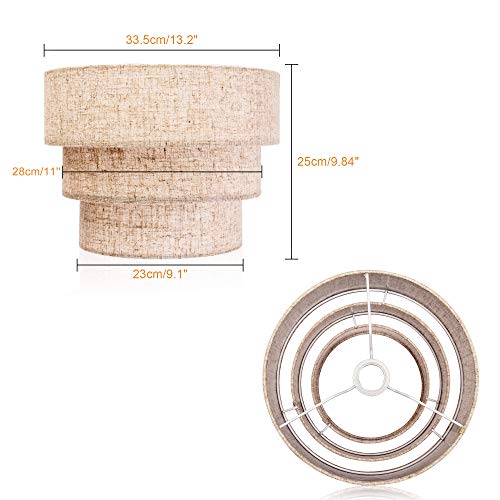 3 tier Drum Linen Lamp Shade for Pendant Lamp Floor Lamp Chandelier Replacement Shade Clip on Bulb Classic Round Lampshade Cover Only