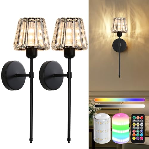 Battery Operated Crystal Wall Sconce Set of 2