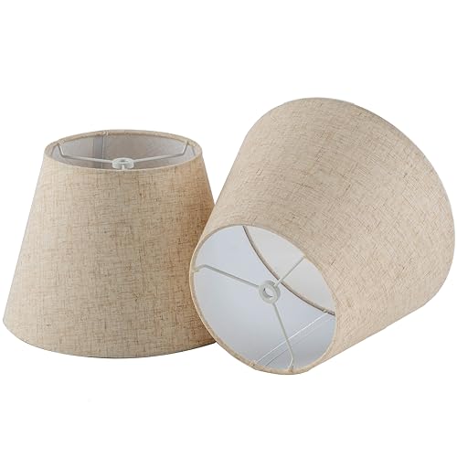 Pre Assembled Set of 2 Linen Spider Replacement Lampshades for Table Lamps (2 Count)