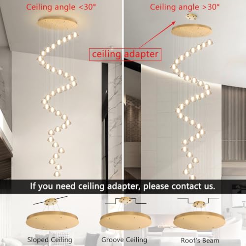 36 Light 216'' Long Large Crystal Chandeliers LED Chandeliers for High Ceiling Handing Light Fixture for Entrance Hallway Foyer Staircase Lobby Gold