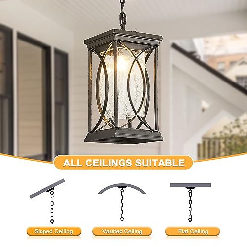 Motion Outdoor Pendant Light Fixtures Dusk to Dawn Exterior Ceiling Hanging Lantern for Porch